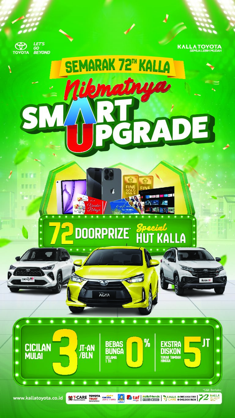 Semarak 72 Tahun Kalla Toyota, Dapatkan Spesial Doorprize dan Diskon