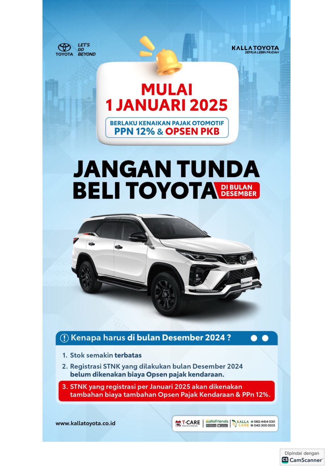 Penawaran Menarik! Jangan Tunda Beli Toyota, Berlaku Kenaikan Pajak 1 Januari 2025 PPN 12% & OPSEN PKB
