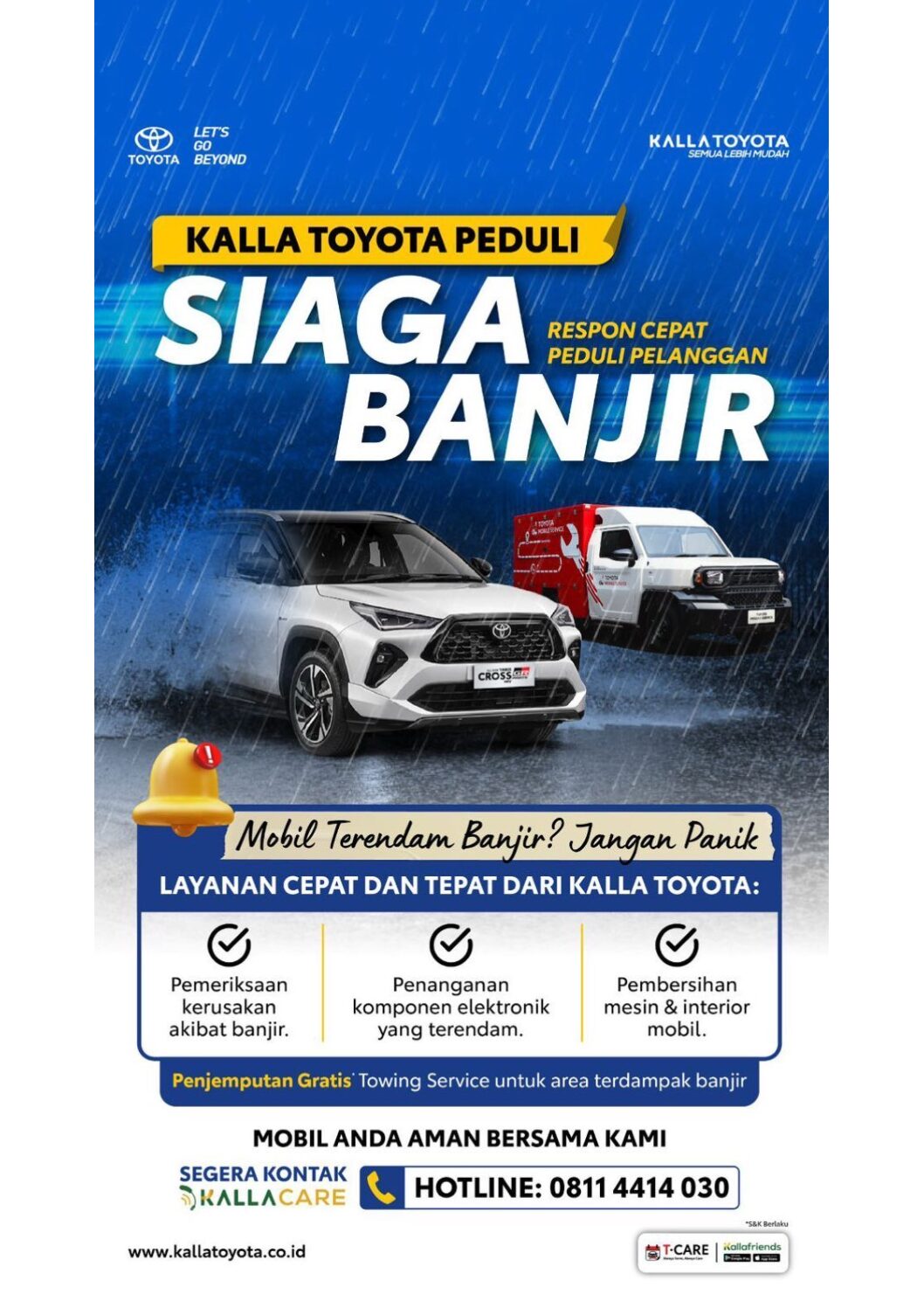 Mobil Terendam Air? Jangan Risau! Kalla Toyota Peduli Siaga Banjir