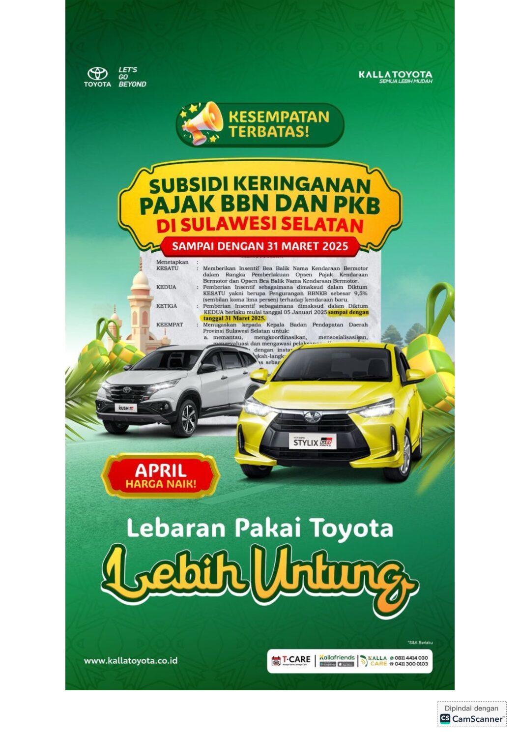 LEBARAN PAKAI TOYOTA LEBIH UNTUNG, KESEMPATAN TERBATAS